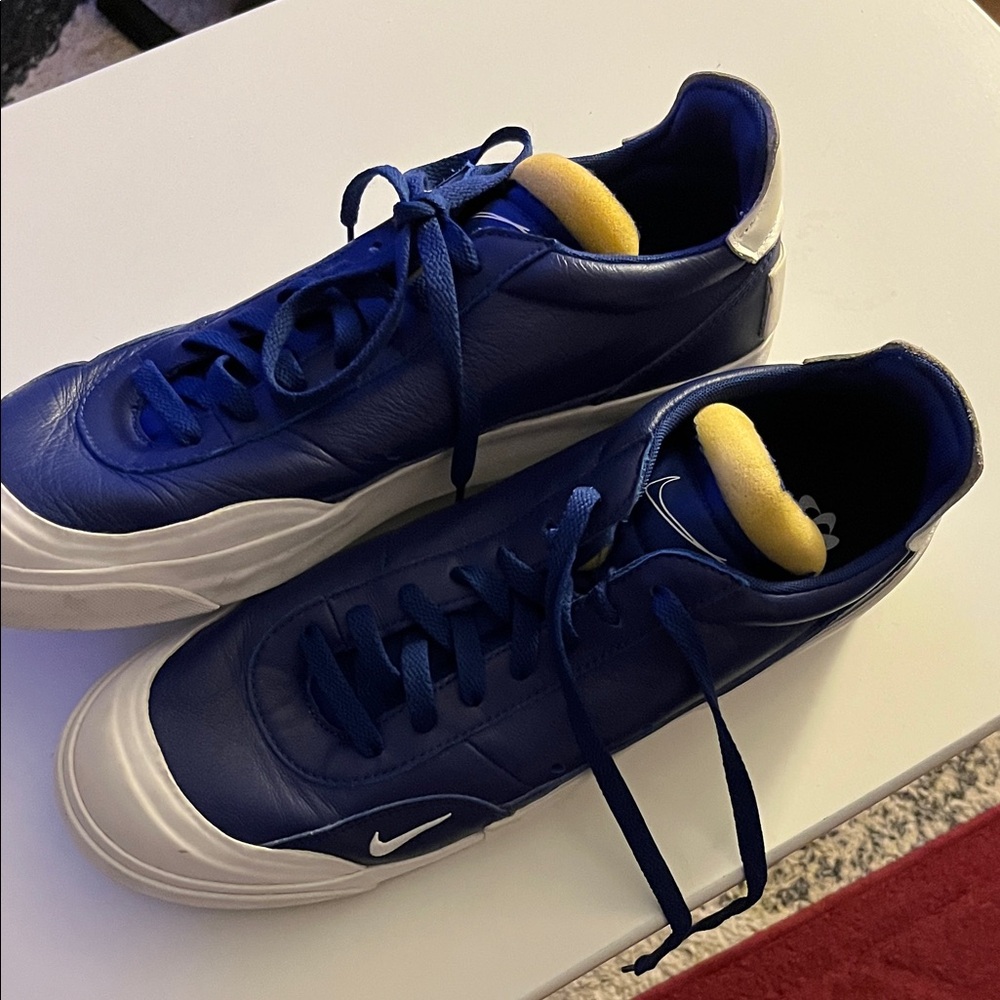 Nike Men's Blue Leather Sneakers with White Accents